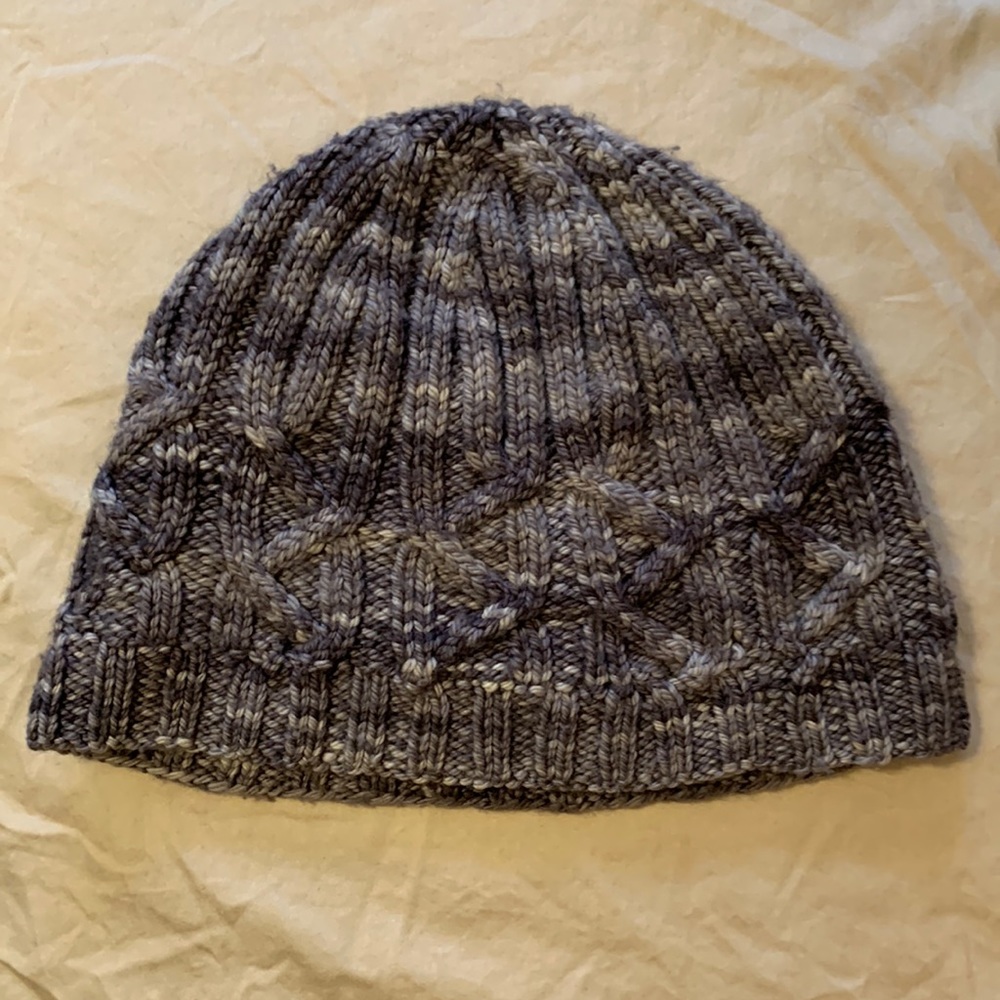 Grey cable knit beanie hat
